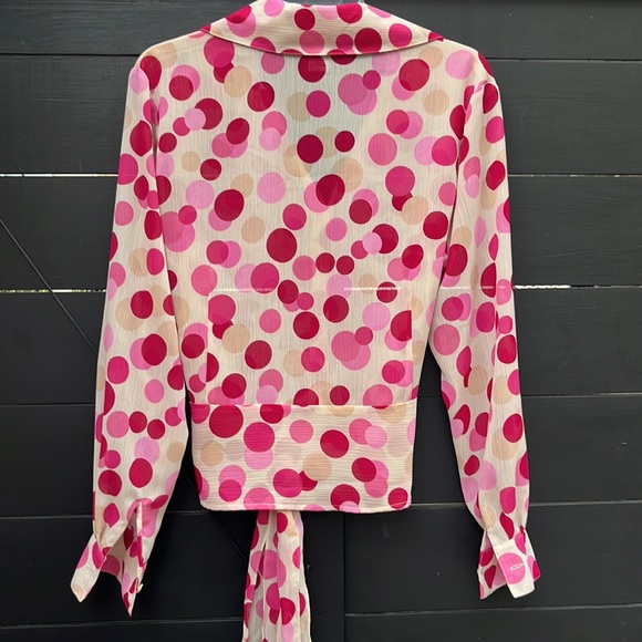 Isabela D. Polyester Waist Tie Polka Dot Blouse - Picture 7 of 9